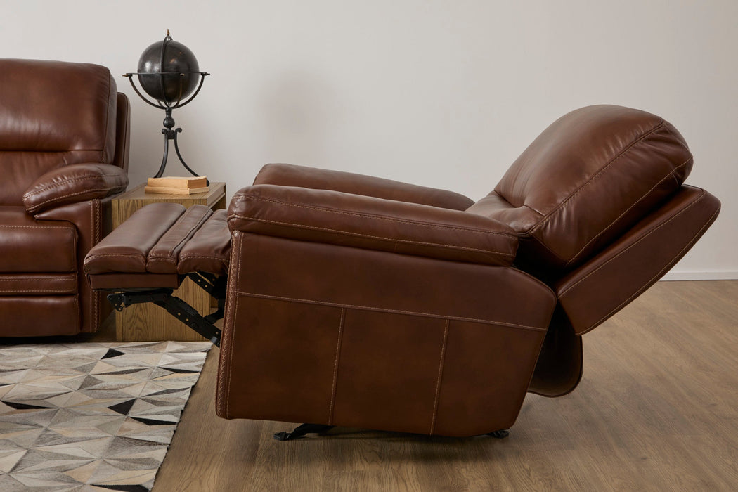 David Pecan Leather Power Gliding Recliner with Power Headrest & Lumbar