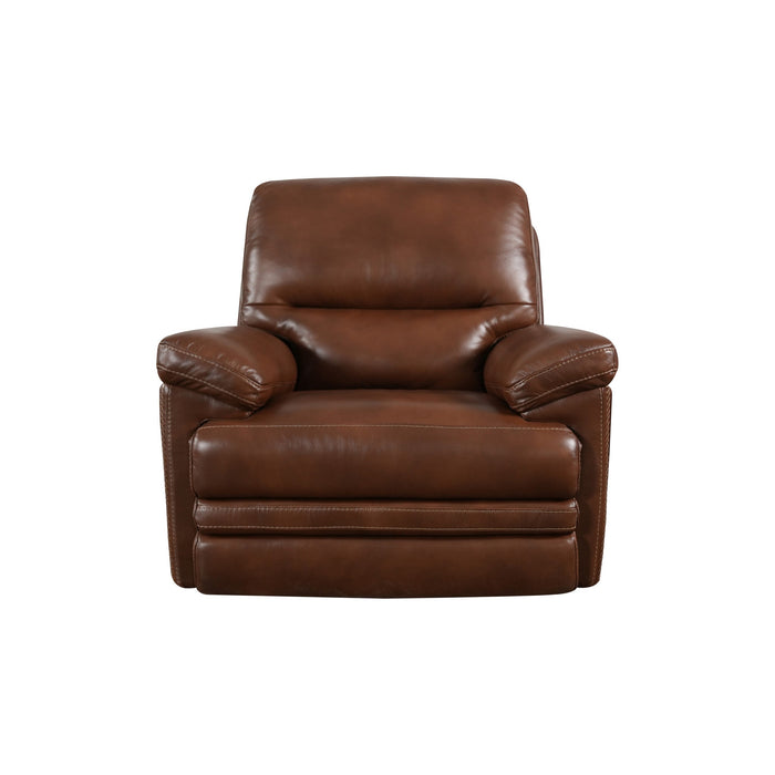 David Pecan Leather Power Gliding Recliner with Power Headrest & Lumbar