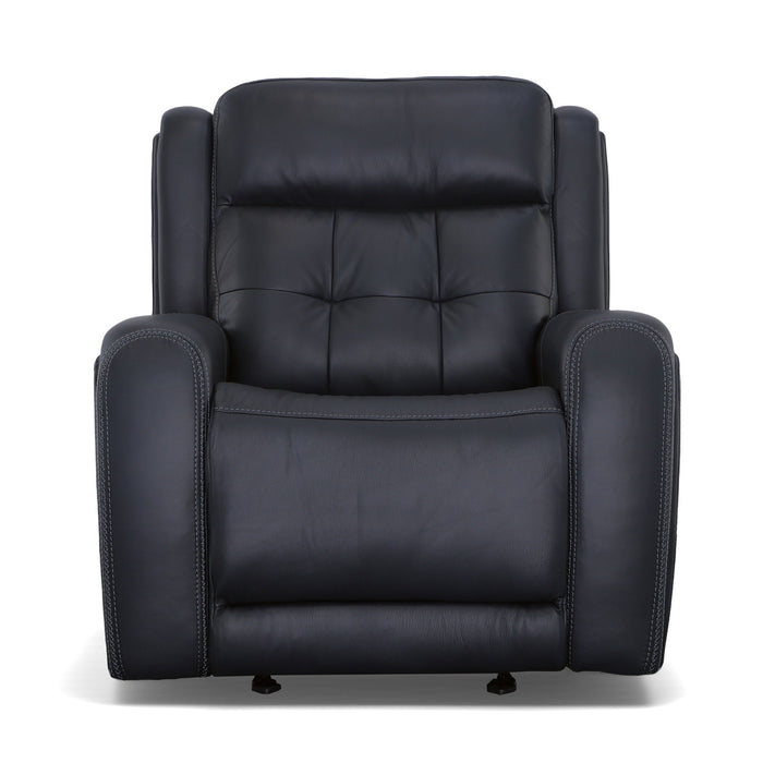 Grant Denim Leather Power Gliding Recliner with Power Headrest