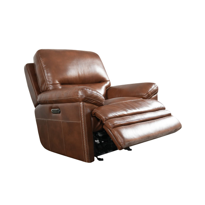 David Pecan Leather Power Gliding Recliner with Power Headrest & Lumbar