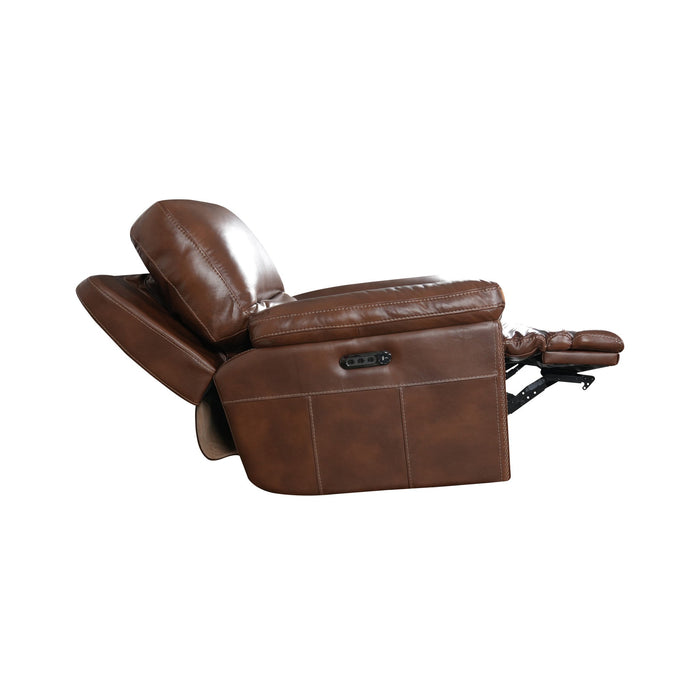 David Pecan Leather Power Gliding Recliner with Power Headrest & Lumbar