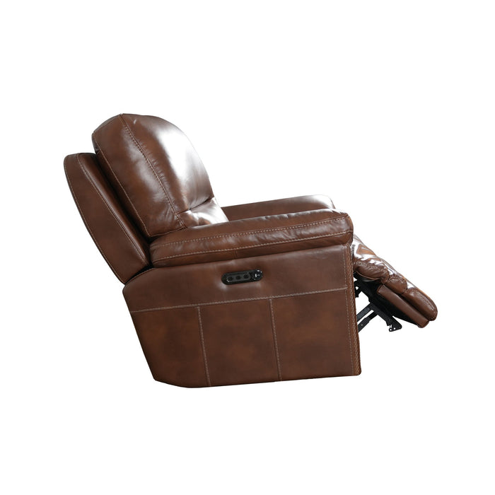 David Pecan Leather Power Gliding Recliner with Power Headrest & Lumbar