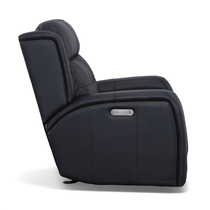 Grant Denim Leather Power Gliding Recliner with Power Headrest