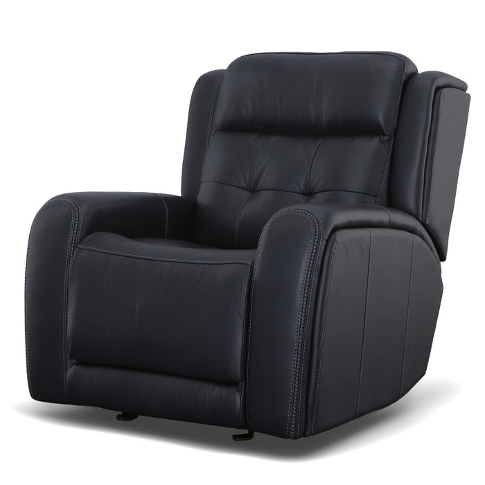 Grant Denim Leather Power Gliding Recliner with Power Headrest