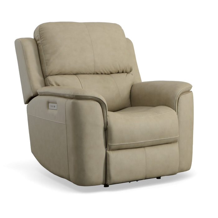 Henry Beige Leather Power Recliner with Power Headrest & Lumbar