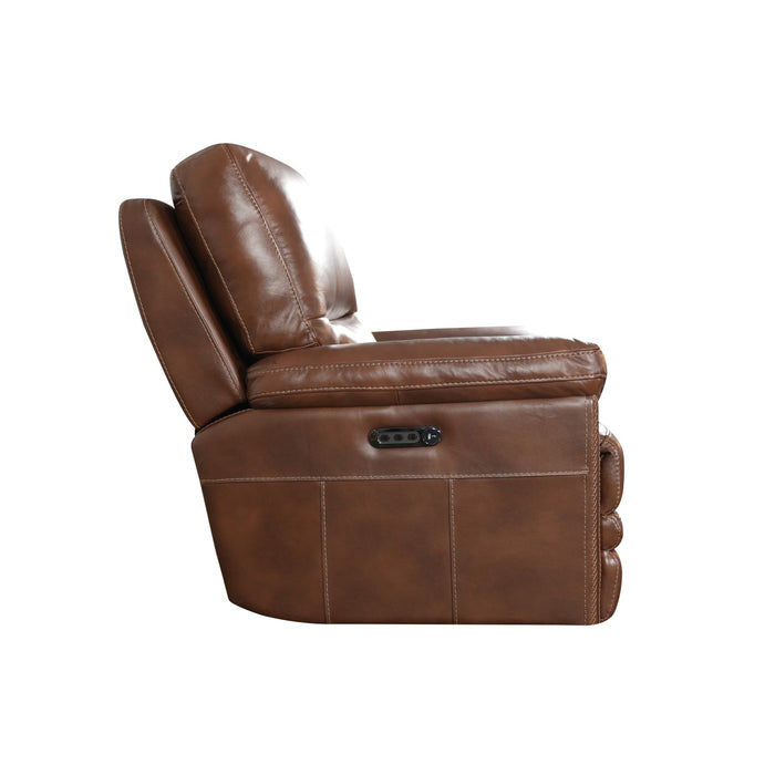 David Pecan Leather Power Gliding Recliner with Power Headrest & Lumbar