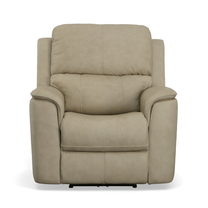 Henry Beige Leather Power Recliner with Power Headrest & Lumbar