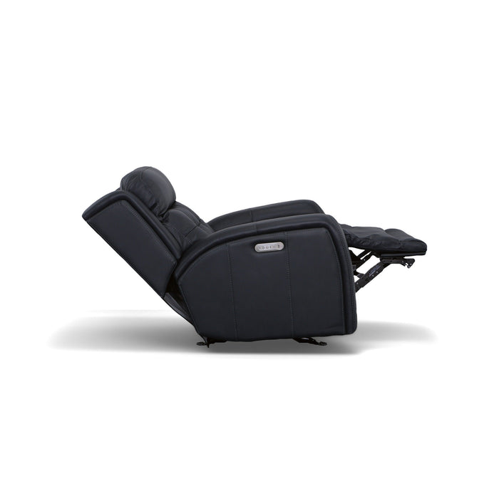 Grant Denim Leather Power Gliding Recliner with Power Headrest