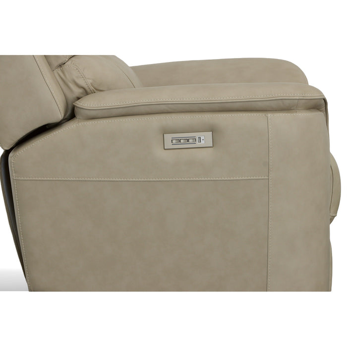 Henry Beige Leather Power Recliner with Power Headrest & Lumbar