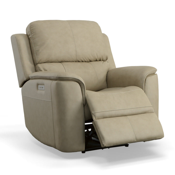 Henry Beige Leather Power Recliner with Power Headrest & Lumbar