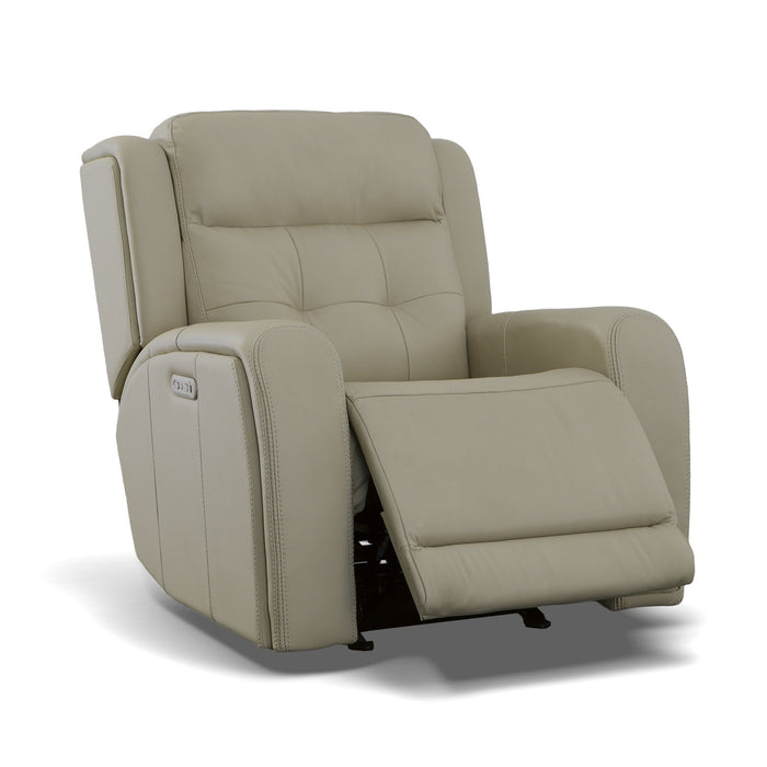 Grant Ivory Leather Power Gliding Recliner with Power Headrest