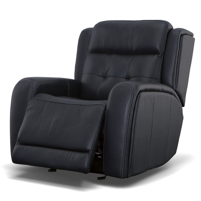 Grant Denim Leather Power Gliding Recliner with Power Headrest