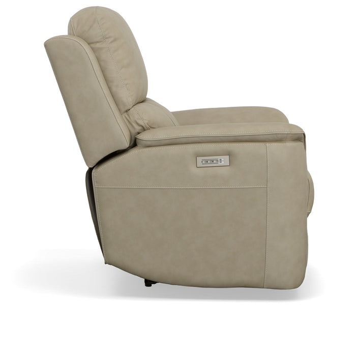 Henry Beige Leather Power Recliner with Power Headrest & Lumbar