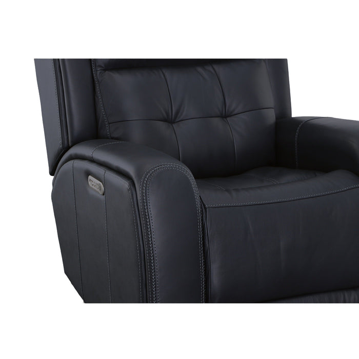 Grant Denim Leather Power Gliding Recliner with Power Headrest