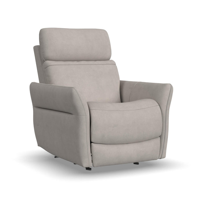 Artemis Dove Fabric Power Rocking Recliner with Power Headrest, Lumbar, Heat & Massage