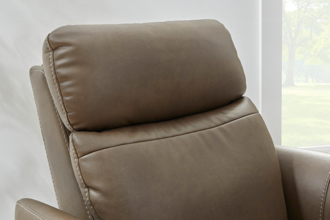 Artemis Cappuccino Fabric Power Rocking Recliner with Power Headrest, Lumbar, Heat & Massage