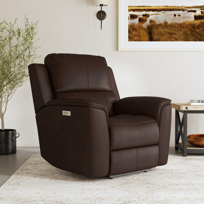 Henry Burnt Umber Leather Power Recliner with Power Headrest & Lumbar