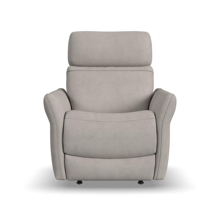 Artemis Dove Fabric Power Rocking Recliner with Power Headrest, Lumbar, Heat & Massage