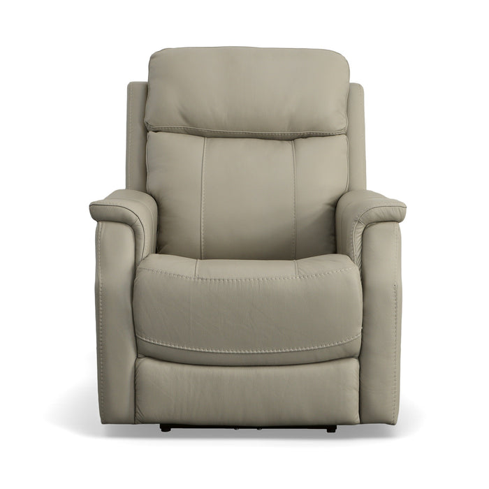 Easton Dove Leather Power Recliner with Power Headrest & Lumbar