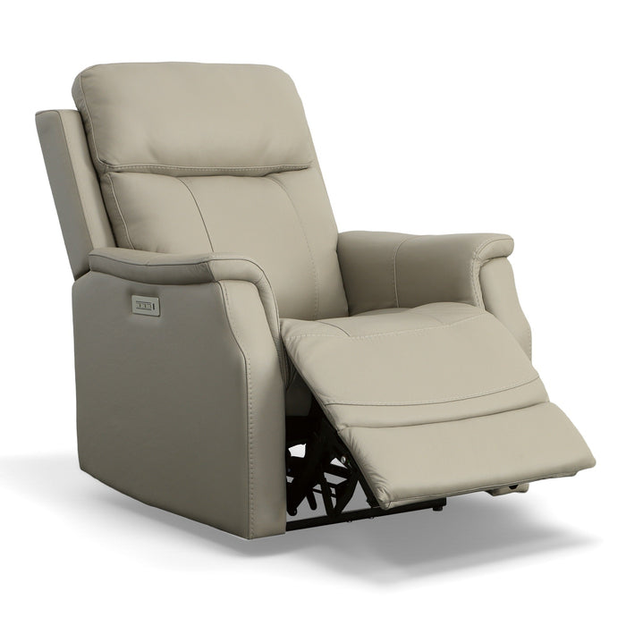 Easton Dove Leather Power Recliner with Power Headrest & Lumbar