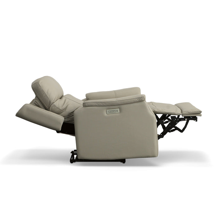 Easton Dove Leather Power Recliner with Power Headrest & Lumbar