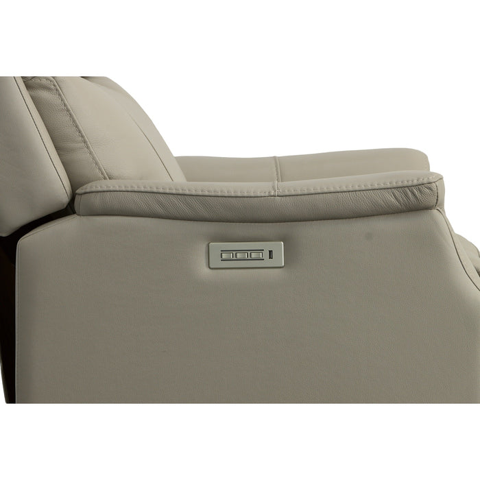 Easton Dove Leather Power Recliner with Power Headrest & Lumbar