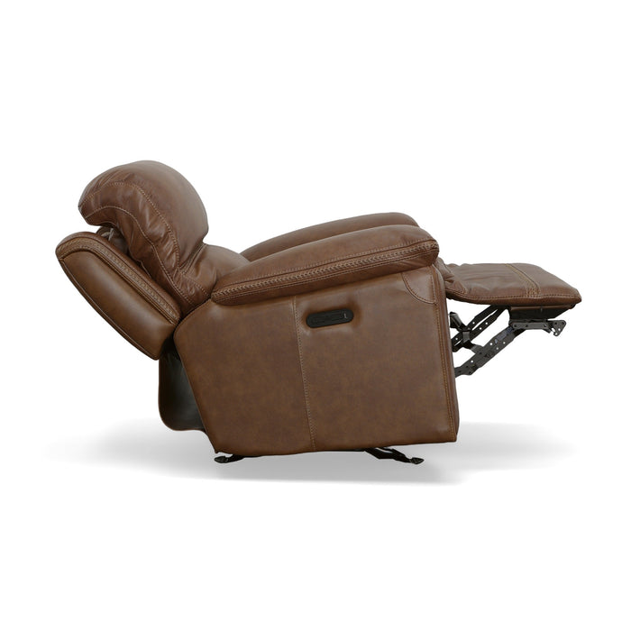 Fenwick Cognac Leather Power Gliding Recliner with Power Headrest