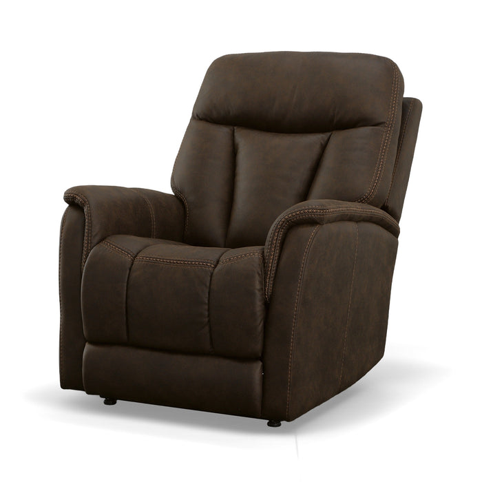 Atlas Walnut Fabric Power Lift Recliner with Power Headrest & Lumbar