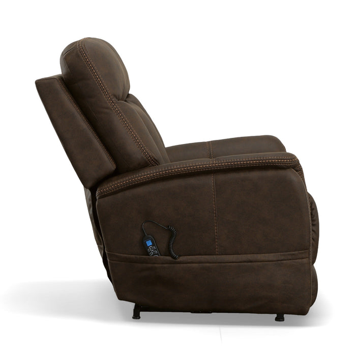 Atlas Walnut Fabric Power Lift Recliner with Power Headrest & Lumbar