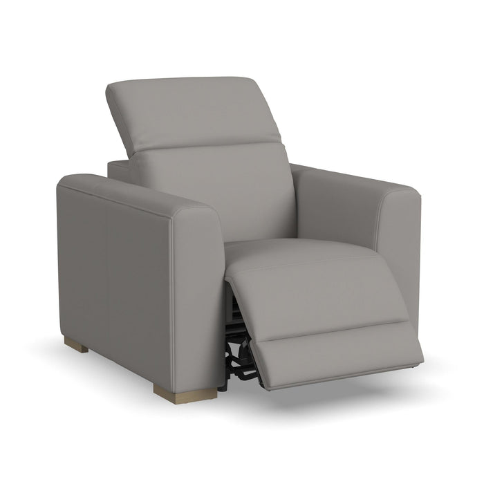 Aurora Ash Leather Power Recliner with Power Headrest