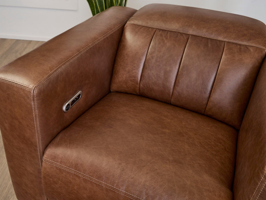 Austin Chestnut Leather Power Recliner with Power Headrest