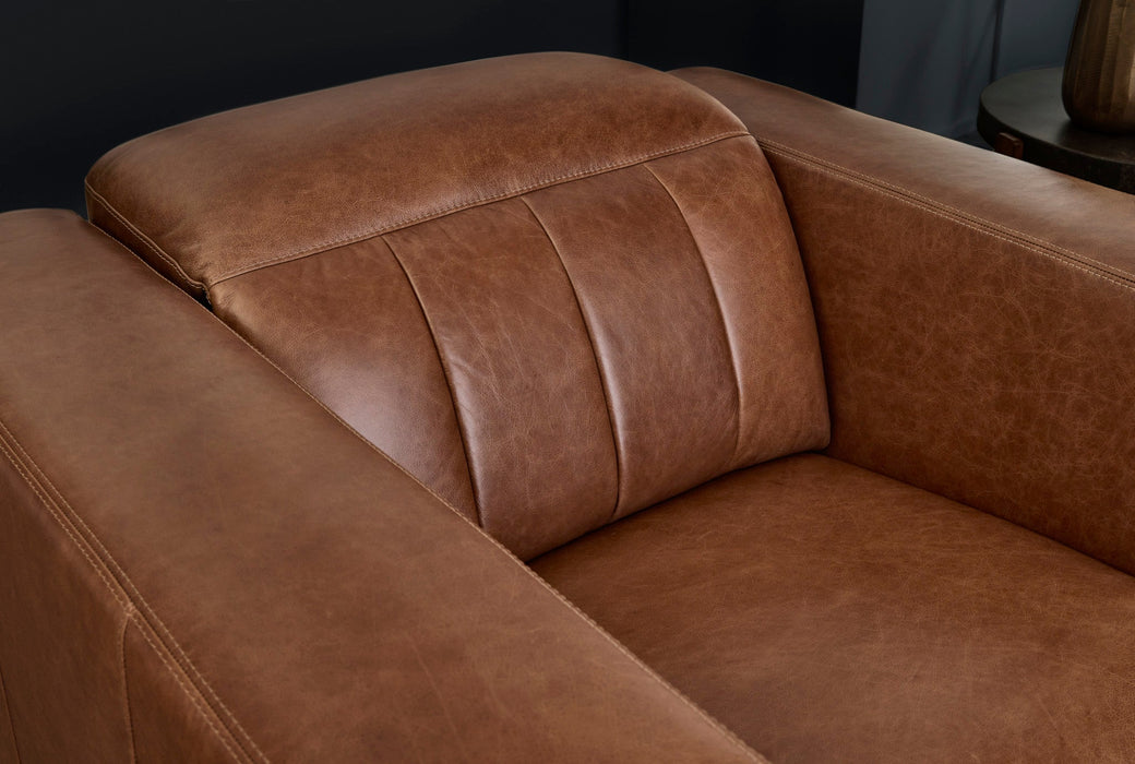 Austin Chestnut Leather Power Recliner with Power Headrest