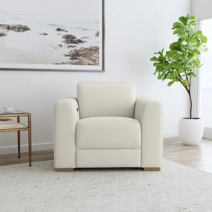 Aurora Coconut Milk Leather Power Recliner with Power Headrest