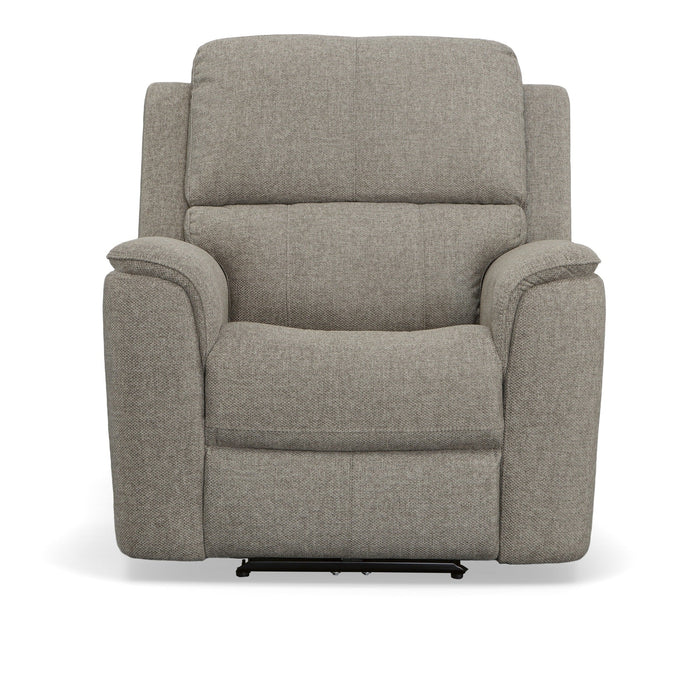 Henry Fog Fabric Power Recliner with Power Headrest & Lumbar