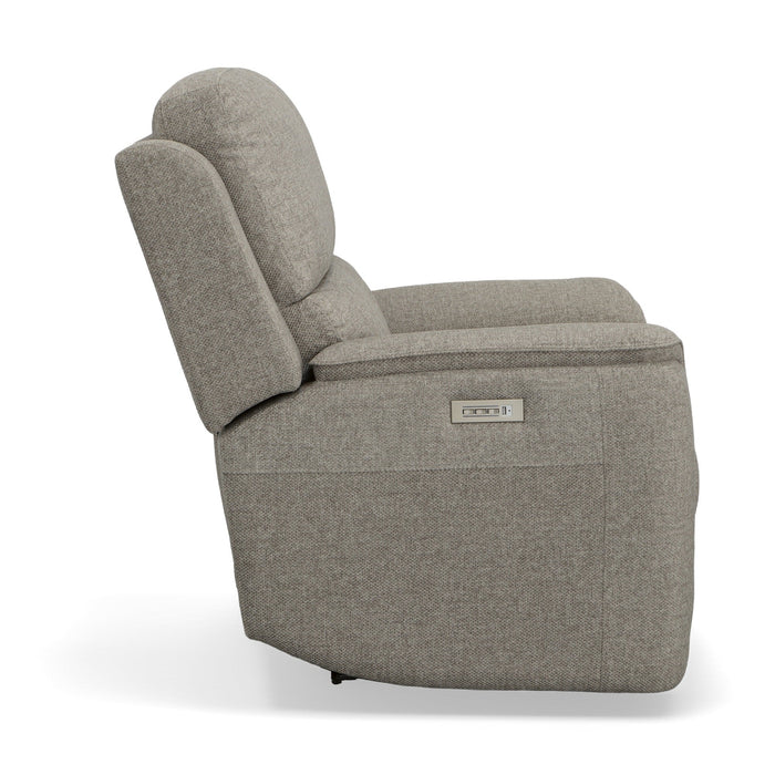 Henry Fog Fabric Power Recliner with Power Headrest & Lumbar