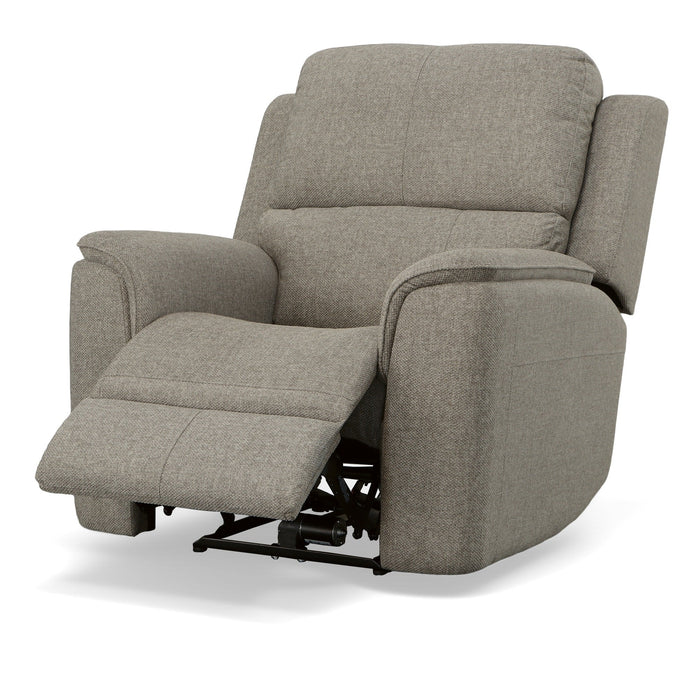 Henry Fog Fabric Power Recliner with Power Headrest & Lumbar