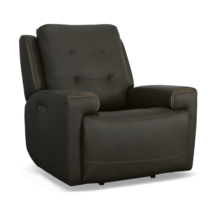 Iris Charcoal Leather Power Recliner with Power Headrest