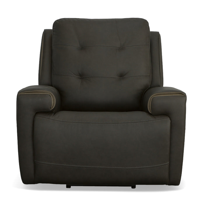 Iris Charcoal Leather Power Recliner with Power Headrest