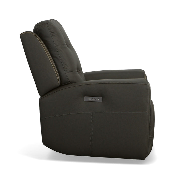 Iris Charcoal Leather Power Recliner with Power Headrest