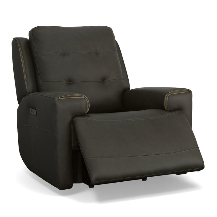 Iris Charcoal Leather Power Recliner with Power Headrest