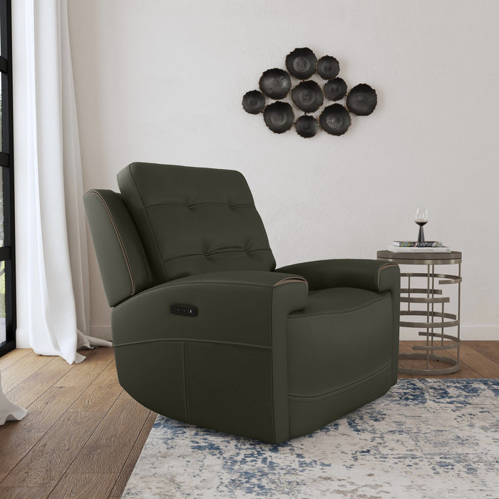 Iris Charcoal Leather Power Recliner with Power Headrest