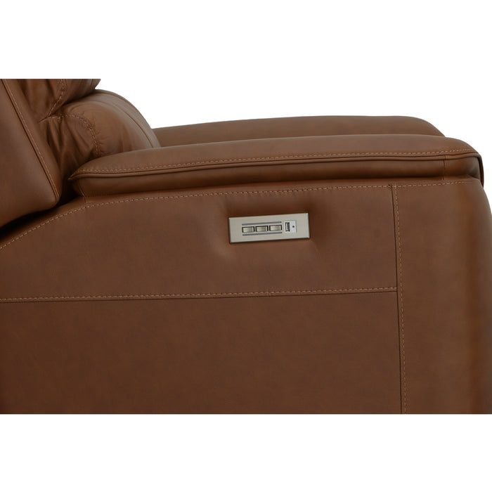 Henry Caramel Leather Power Recliner with Power Headrest & Lumbar