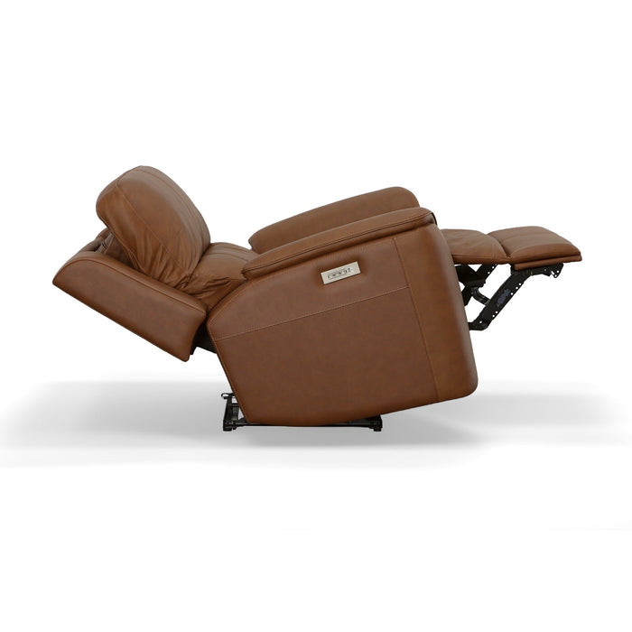 Henry Caramel Leather Power Recliner with Power Headrest & Lumbar