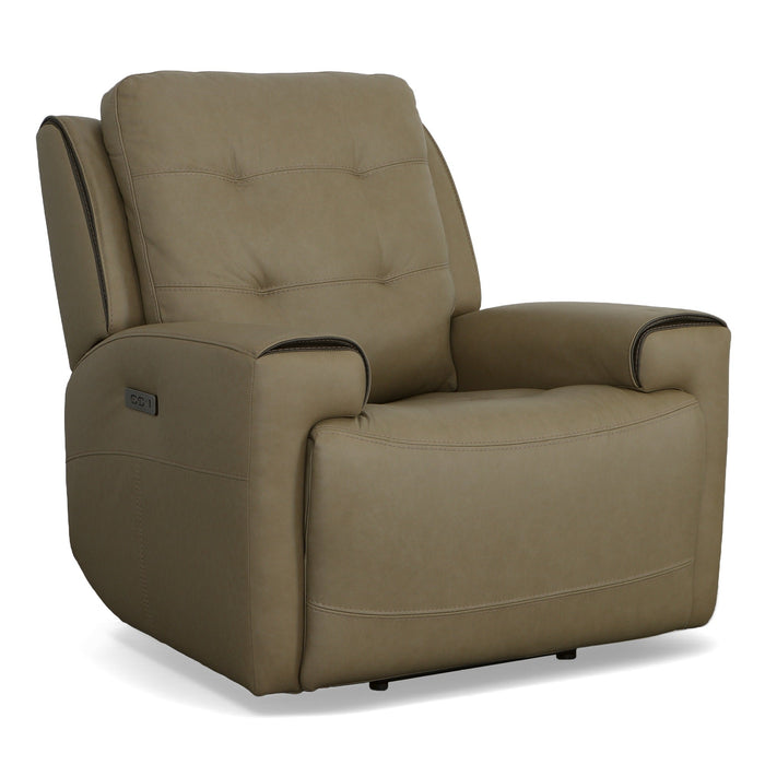 Iris Khaki Leather Power Recliner with Power Headrest