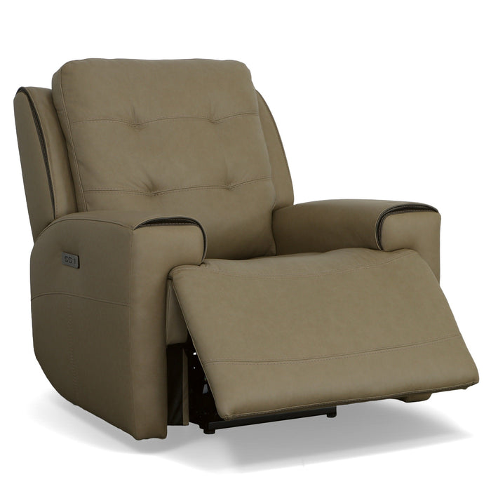 Iris Khaki Leather Power Recliner with Power Headrest