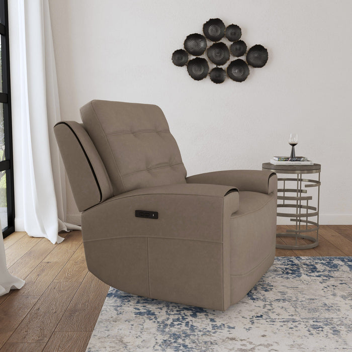 Iris Khaki Leather Power Recliner with Power Headrest