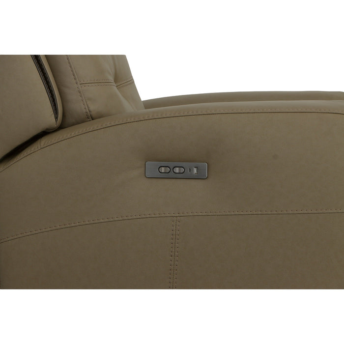 Iris Khaki Leather Power Recliner with Power Headrest