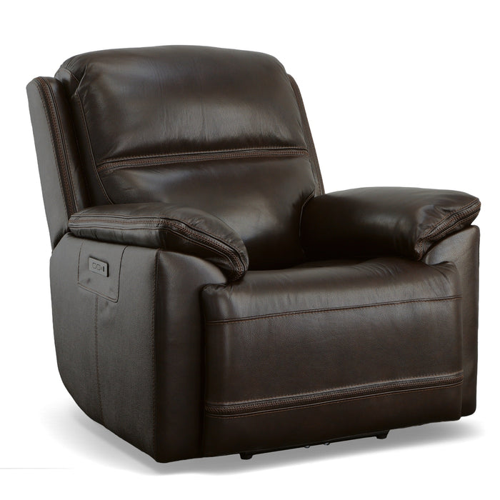 Jackson Dark Brown Leather Power Recliner with Power Headrest