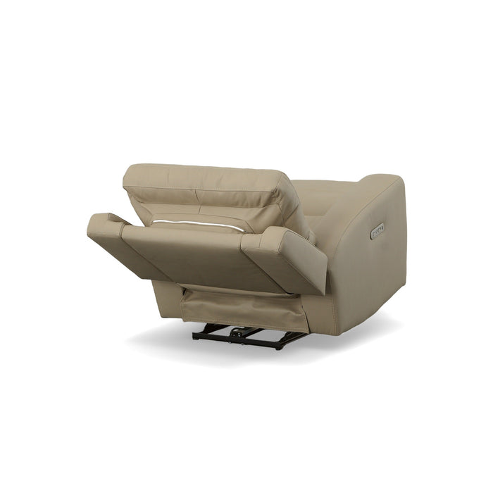 Jarvis Parchment Leather Power Recliner with Power Headrest