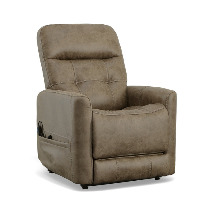 Kenner Sand Fabric Power Lift Recliner with Power Headrest & Lumbar